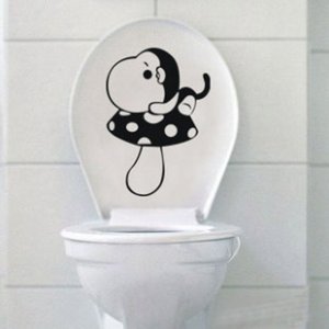 2pcs Mushroom Monkey Wall Sticker Art Toilet Bathroom Vinyl Deco B2