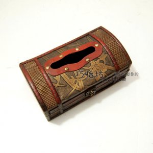 Anitque Wooden Stack Book Wood Tissue Box Holder Gift/Deco B3