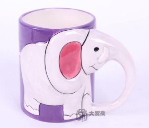 Hand Painted Cartoon Elephant Animal Cup Mug Vase Skull Design