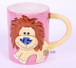 Hand Painted Cartoon Lion Animal Cup Mug Vase Skull Design