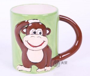 Hand Painted Cartoon Monkey Animal Cup Mug Vase Skull Design