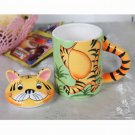 Hand Painted Cartoon Tiger Animal Cup Mug with Lid