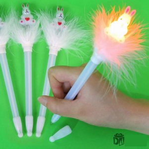 2pcs Rabbit Feather LED Light Ball Pen,Favours,ST037