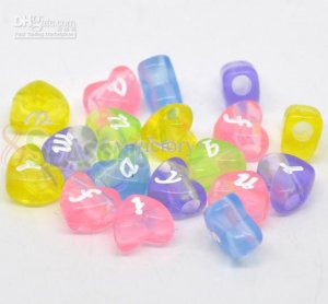 500g Assorted Acrylic Bead / Transparent Heart Alphabet ABC Letter Charm 11mm/ jewelry accessory