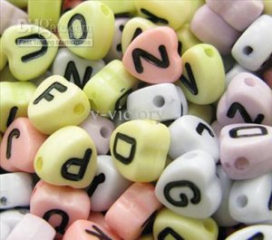 500g Assorted Acrylic Bead / Heart Beads Alphabet ABC Letter Charm 4 x 8mm/ jewelry accessory