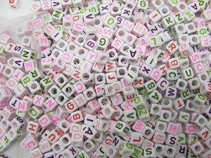 500g Assorted Acrylic Bead /Square Cube Alphabet ABC Letter Charm 6mm/ jewelry accessory B2