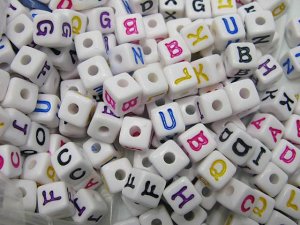 500g Assorted Acrylic Bead / Square Cube Beads Alphabet ABC Letter Charm 6mm/ jewelry accessory