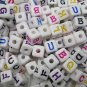 500g Assorted Acrylic Bead / Square Cube Beads Alphabet ABC Letter Charm 6mm/ jewelry accessory