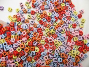500g Assorted Acrylic Bead /Square Cube Beads Alphabet ABC Letter Charm 6mm/ jewelry accessory A5