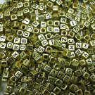 500g Gold Acrylic Bead / Acrylic Square Cube Beads Alphabet ABC Charm 6mm/ jewelry accessory