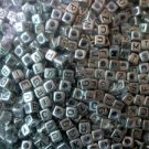 500g Silver Acrylic Bead / Acrylic Square Cube Beads Alphabet Charm 6mm/ jewelry accessory