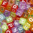 500g Transparent Acrylic Bead / Square Cube Alphabet ABC Letter Charm 6mm/ jewelry accessory