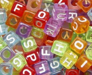 500g Transparent Acrylic Bead / Square Cube Alphabet ABC Letter Charm 6mm/ jewelry accessory