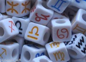 500g Assorted Acrylic Bead / Cube Beads Constellation Horoscope Charm 7mm jewelry accessory B2