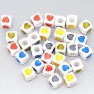 500g Assorted Acrylic Bead / Square Cube Beads Heart Charm 7mm/ jewelry accessory