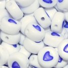 500g Blue Heart Flat Acrylic Bead / 7mm Round / jewelry accessory