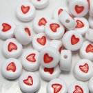 500g Red Heart Flat Acrylic Bead / 7mm Round / jewelry accessory
