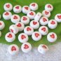 500g Red Heart Flat Acrylic Bead / 7mm Round / jewelry accessory