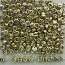 500g Gold Acrylic Bead / Round Coin Beads Alphabet ABC Charm 6mm/ jewelry accessory