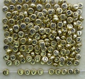 500g Gold Acrylic Bead / Round Coin Beads Alphabet ABC Charm 6mm/ jewelry accessory