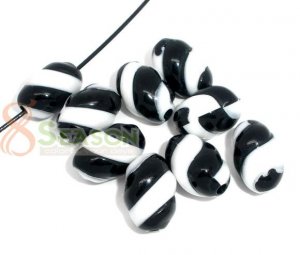 1000g Zebra Striped Candy Charm Beads 15mm