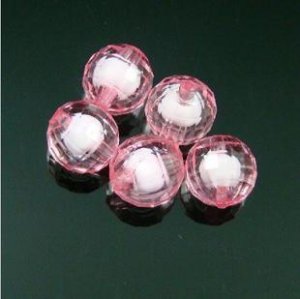 500g Acrylic Round Bead White Core Inside Dye / Craft Jewelry accessory Lantern Sky Pink