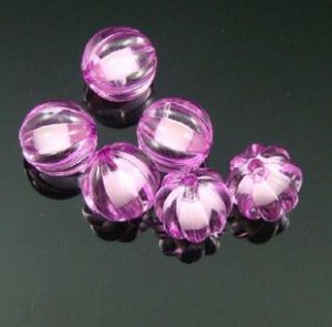 500g Acrylic Pumpkin Bead White Core Inside Dye / Craft  Jewelry accessory Lantern Pink