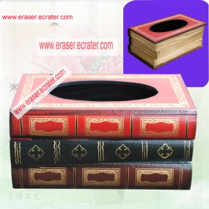 Wooden Stack Book Tissue Box Holder Gift/Decor b2