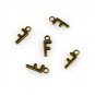 500pcs Alphabet F jewelry bracelet metal Charm Bead  16 X 6mm
