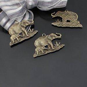 100pcs Elephant jewelry bracelet metal Charm Bead  38 X 25mm