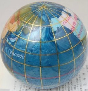 World Globe Global Map Stone Paperweight Blue