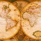 Antique Navigation World Map Cotton Canvos Map Retro Map 89 x 30cm