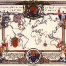 Antique Navigation World Map Cotton Canvos Map Retro Map 42 x 30cm