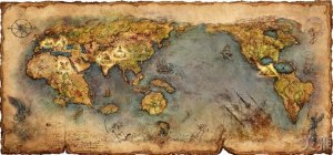 Antique Literature World Map Cotton Canvos Map Retro Map 32 x 48cm