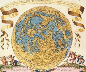 Antique Moon World Map Cotton Canvos Map Retro Map 45 x 40cm