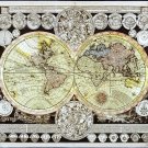 Antique Navigation World Map Cotton Canvos Map Retro Map 108 x 92cm