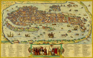 Antique Venice World Map Cotton Canvos Map Retro Map 90 x 50cm