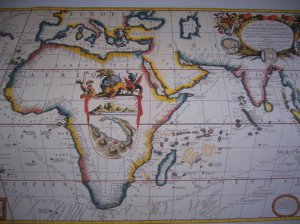 Antique Venice World Map Cotton Canvos Map Retro Map 92 x 56.5cm