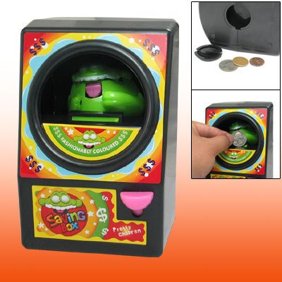 Black Plastic Magic Elfin Piggy Coin Bank Money Saving Box