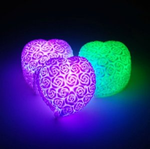 10pcs flash Color Changing Rose Love Heart Shape Romantic Lamp Light B2