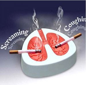White Cough Screaming Lung Ashtray QUIT SMOKING Gag Gift