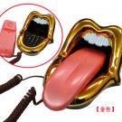Mouth Lips Kiss Tongue Novelty Retro Corded Telephone Gold