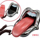 Mouth Lips Kiss Tongue Novelty Retro Corded Telephone Silver