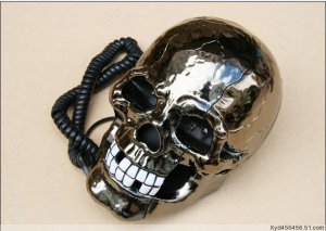 Skull Shape Novelty Telephone Flashing Phone Black