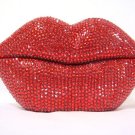 Rhinestone Crystal Mouth Lips Kiss Tongue Novelty Retro Corded Telephone Red