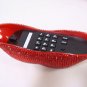 Rhinestone Crystal Mouth Lips Kiss Tongue Novelty Retro Corded Telephone Red