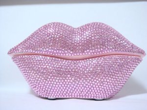 Rhinestone Crystal Mouth Lips Kiss Tongue Novelty Retro Corded Telephone Pink
