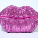 Rhinestone Crystal Mouth Lips Kiss Tongue Novelty Retro Corded Telephone Fuschia