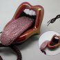 Crystal Rhinestone Mouth Lips Kiss Tongue Novelty Retro Corded Telephone