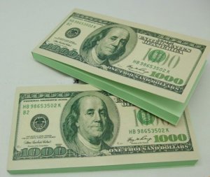 5 x 1000 Dollar Shaped Bill Patten Cover Paper Memo Pad Sticky /Desk Note
